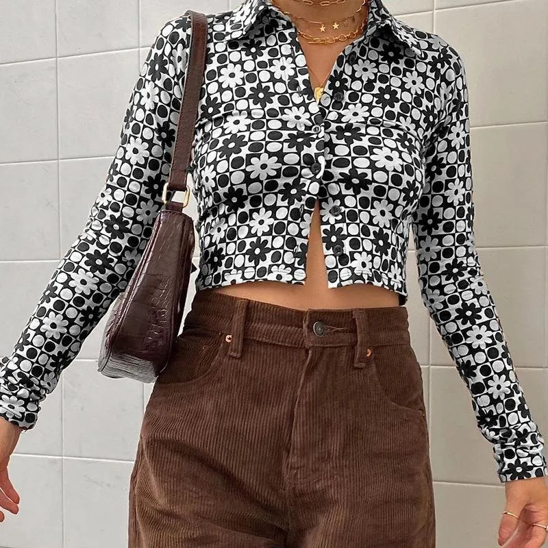 Dotted in Daisy Long Sleeved Crop Top sold by Empty Soda product image thumbnail 5