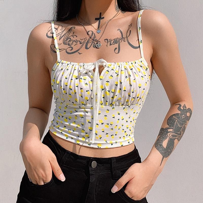 Roses Innocent Indulgence Scrunched Strappy Crop Top sold by Empty Soda product image thumbnail 5