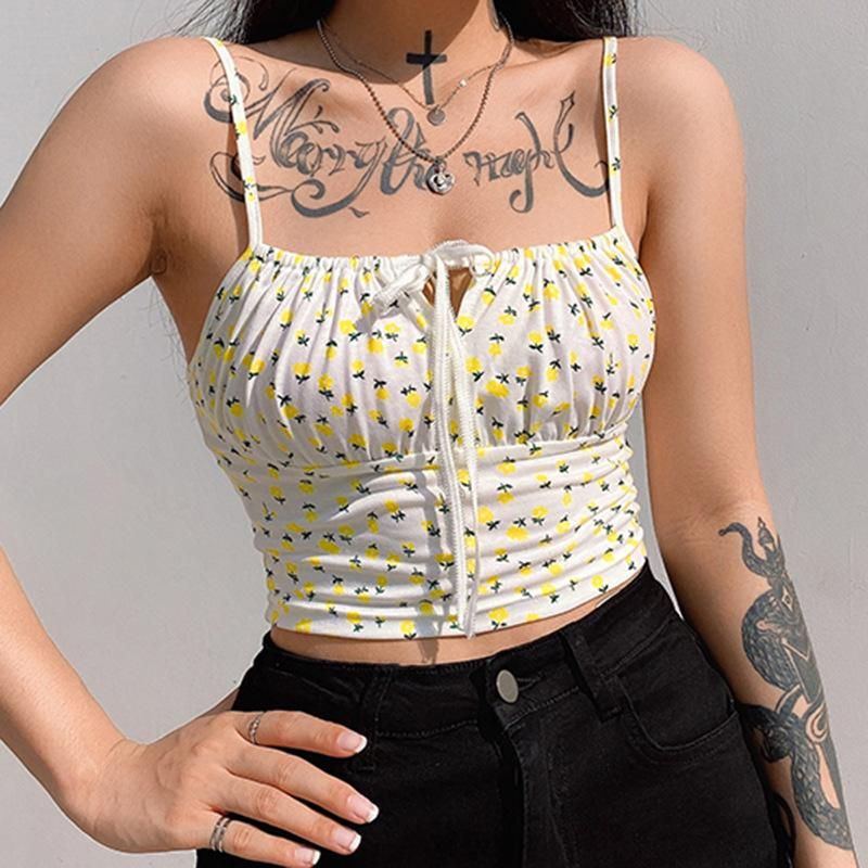 Roses Innocent Indulgence Scrunched Strappy Crop Top sold by Empty Soda product image thumbnail 4