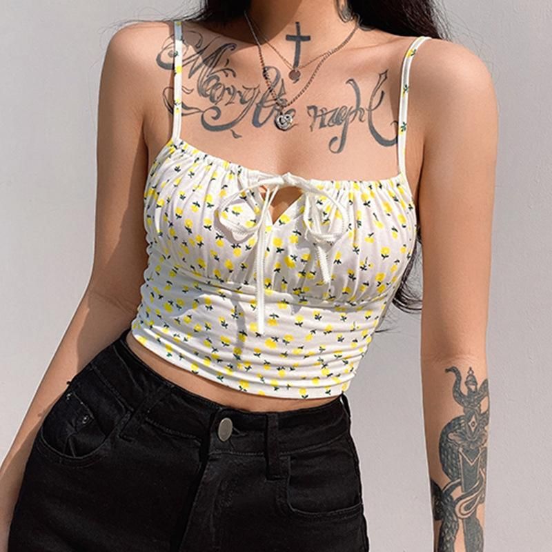 Roses Innocent Indulgence Scrunched Strappy Crop Top sold by Empty Soda product image thumbnail 2