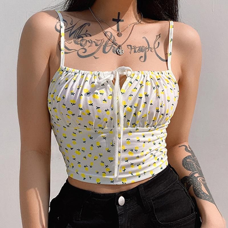 Roses Innocent Indulgence Scrunched Strappy Crop Top sold by Empty Soda product image thumbnail 3