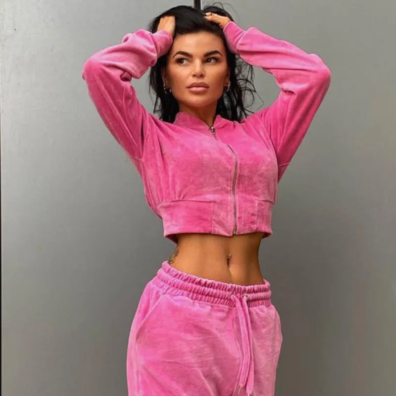 On Wednesday's We Wear Pink Velour Sweater sold by Empty Soda