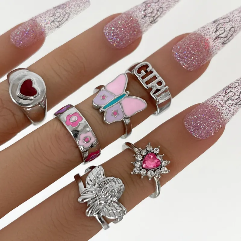 GRL PWR Silver Ring Set sold by Empty Soda