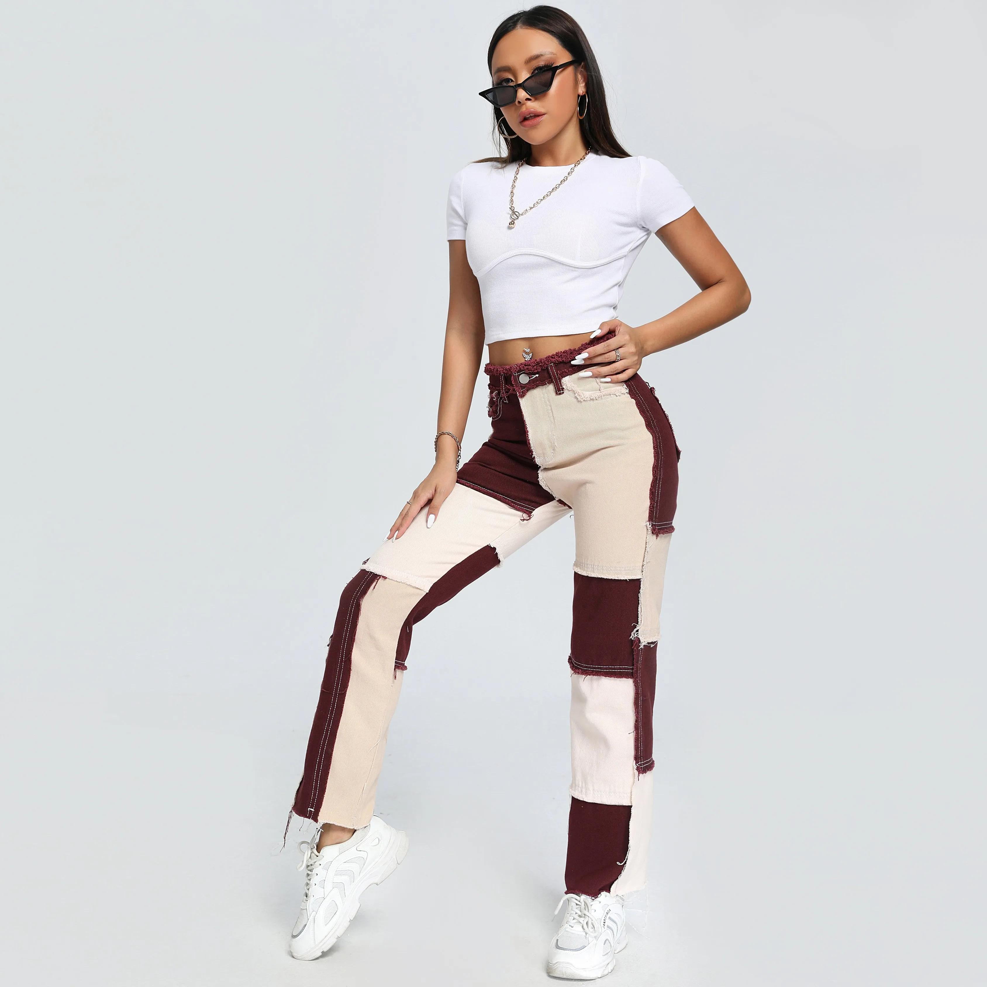 Down With Brown Patchwork Jeans sold by Empty Soda product image thumbnail 3