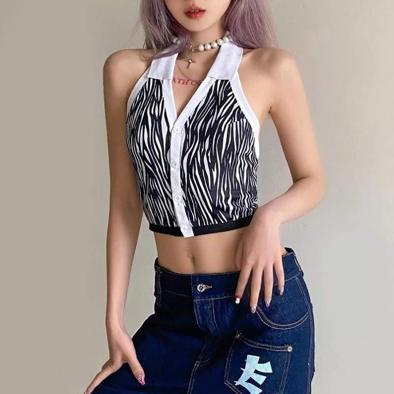 Mildly Wild Collared Crop Top sold by Empty Soda