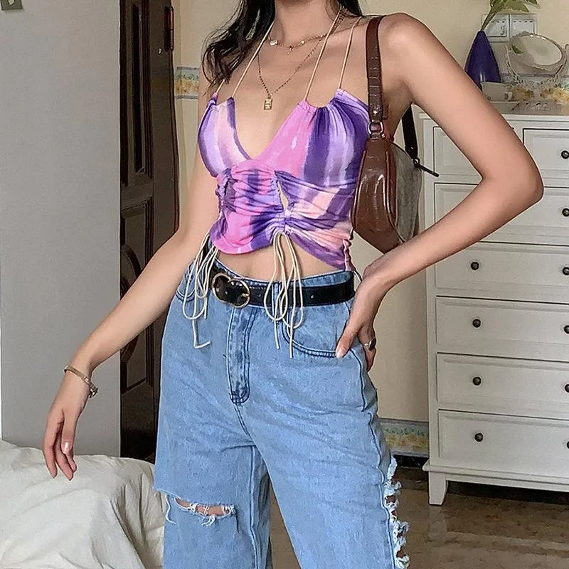 Ur Morning Glory Tie Dye Drawstring Crop Top sold by Empty Soda product image thumbnail 3