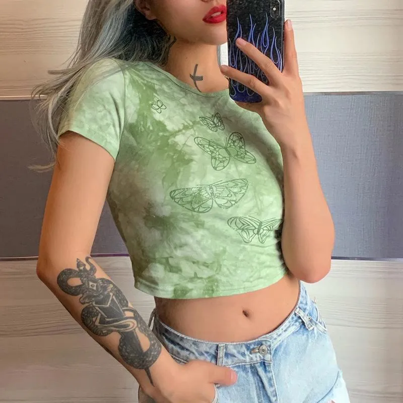 Changing For The Good Butterfly Crop Top sold by Empty Soda product image thumbnail 2