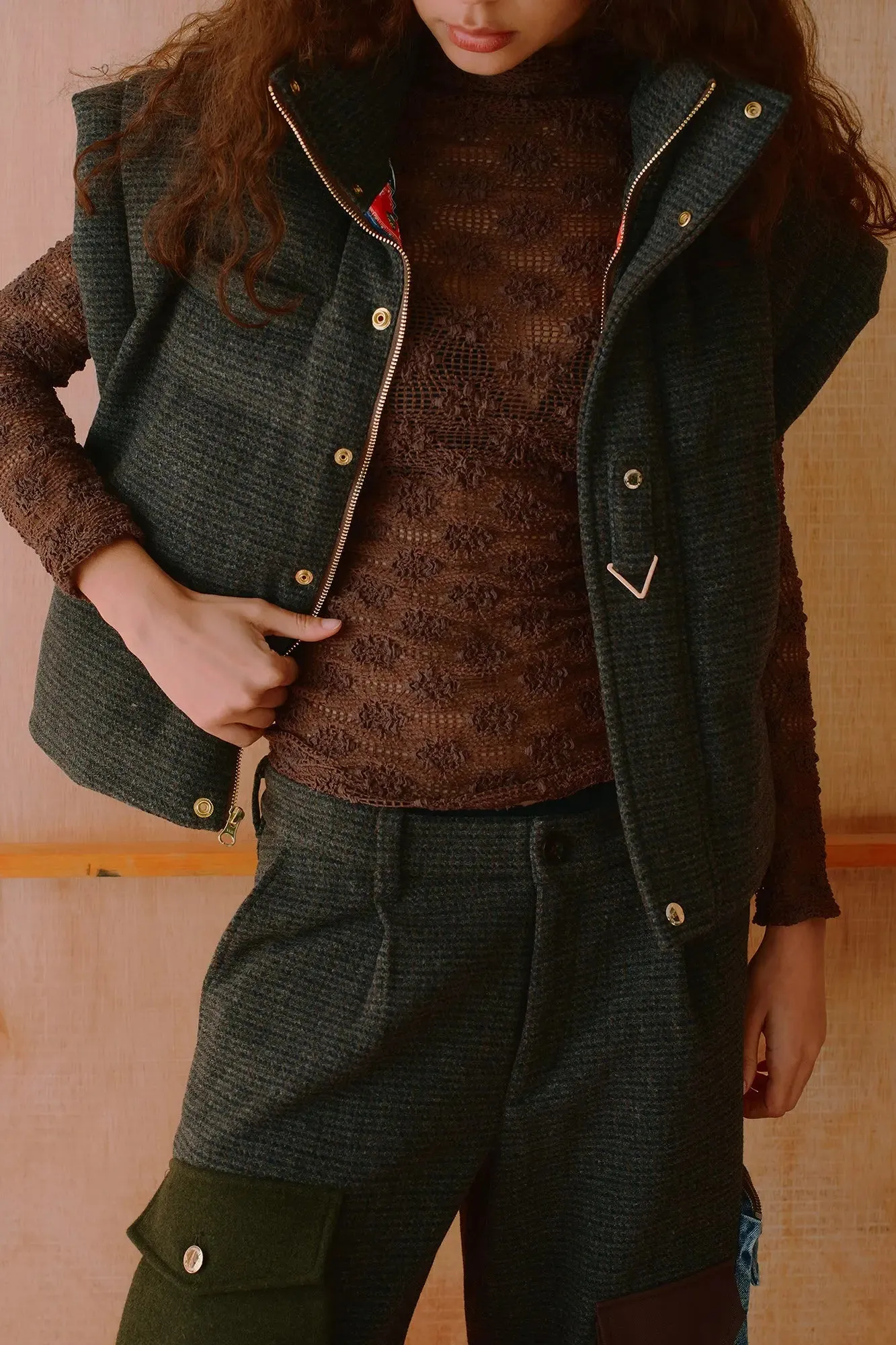 Caro Tweed Boxy Puffer Vest sold by AlphaStyle product image thumbnail 3