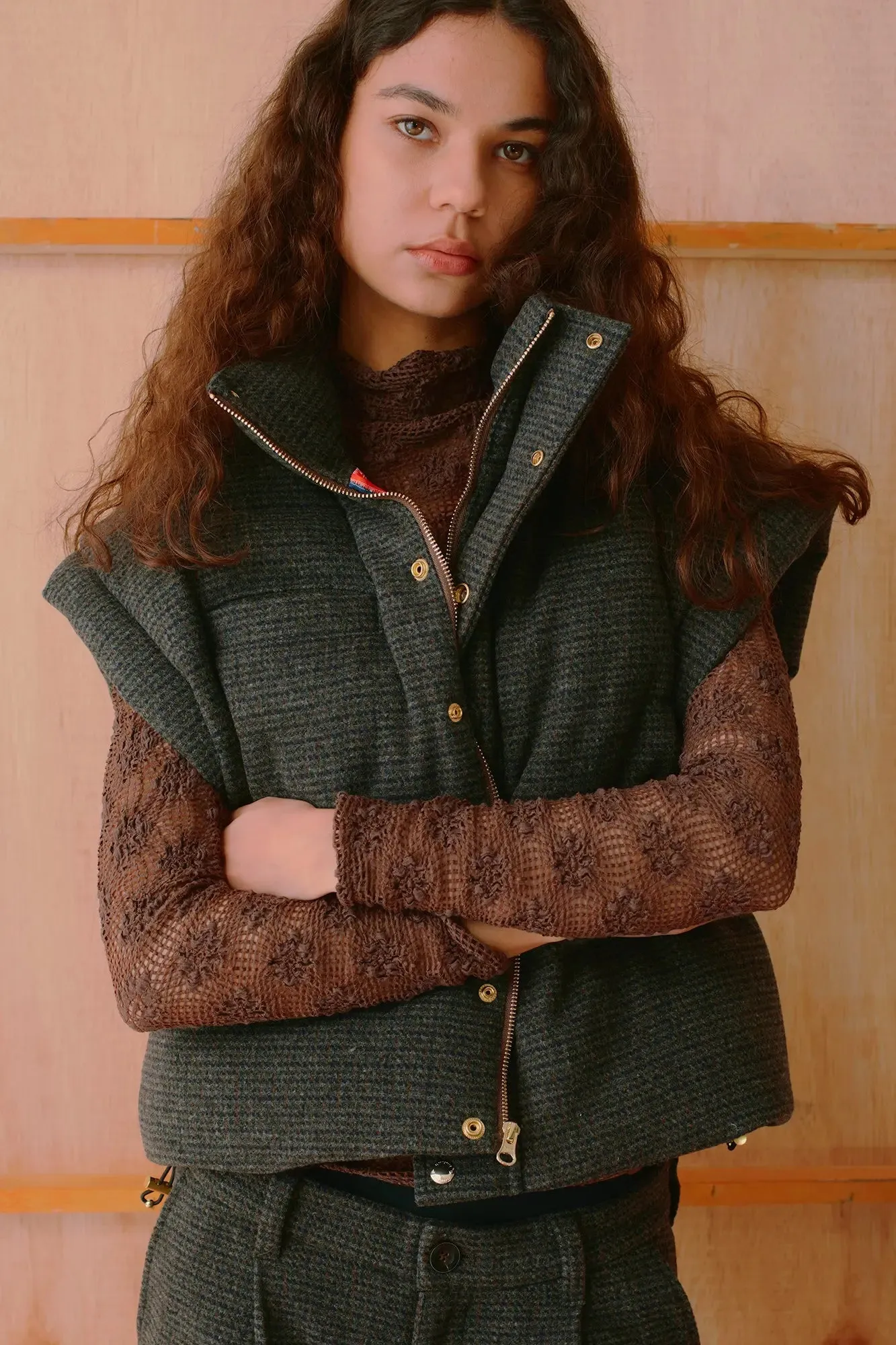 Caro Tweed Boxy Puffer Vest sold by AlphaStyle product image thumbnail 2