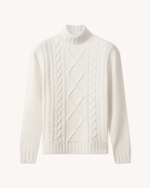 Cable Knit White - The Cashmere Collection sold by Carissimi