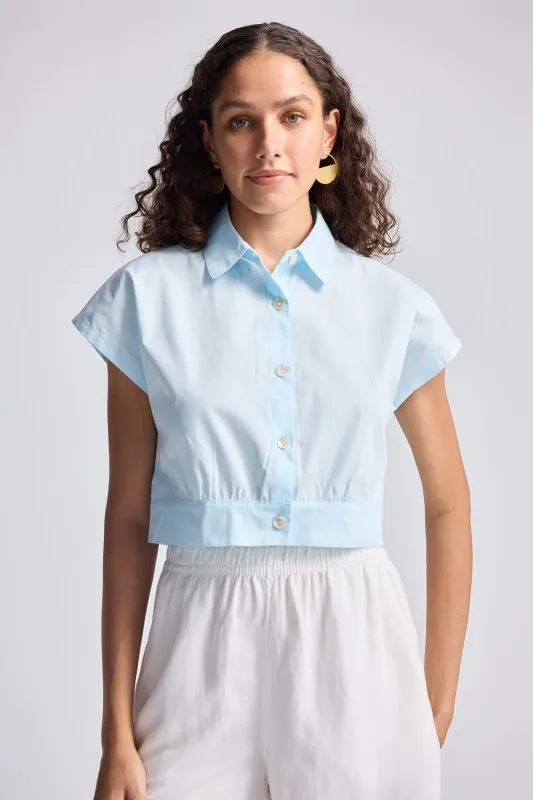 Oversized Crop Shirt in Summer Blue made by Reistor