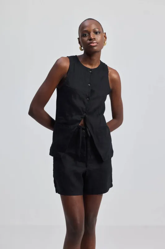 Hemp Vest Jacket in Black sold by Reistor