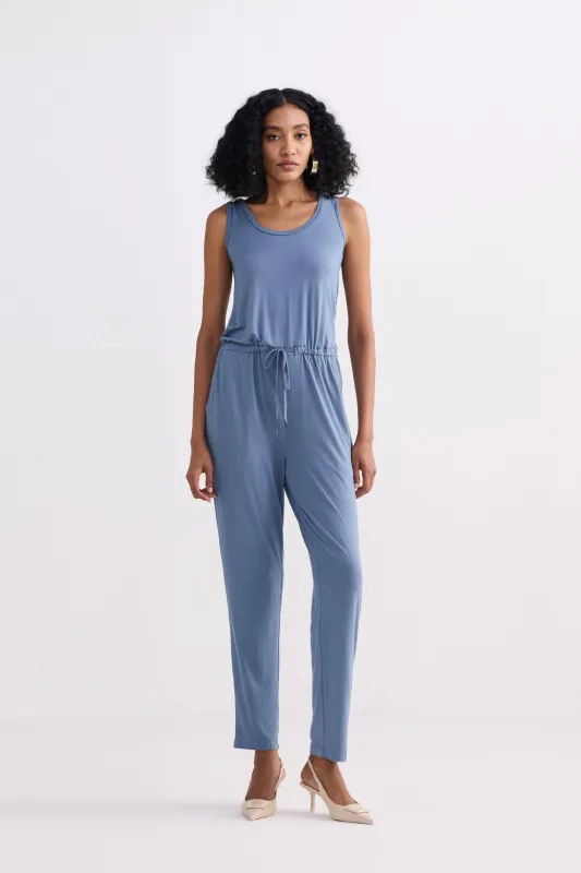 Relaxed Drawstring Jumpsuit in Blue sold by Reistor