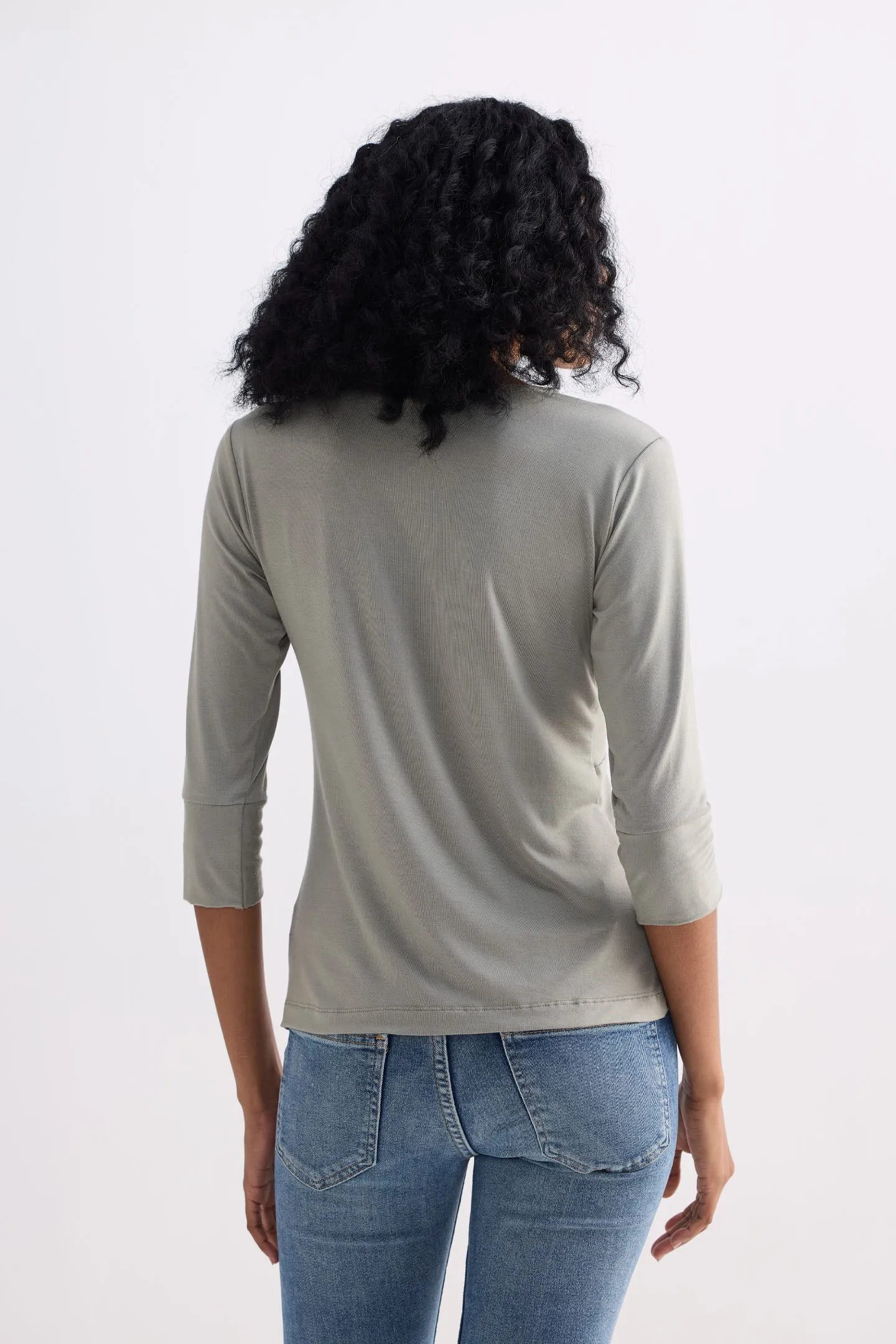 Twist Front Knit Shirt in Light Olive sold by Reistor product image thumbnail 2