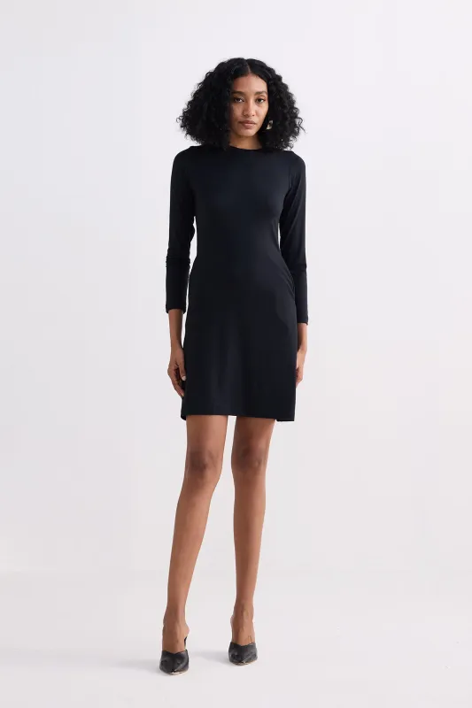 Long Sleeves Fitted Short Dress in Black sold by Reistor