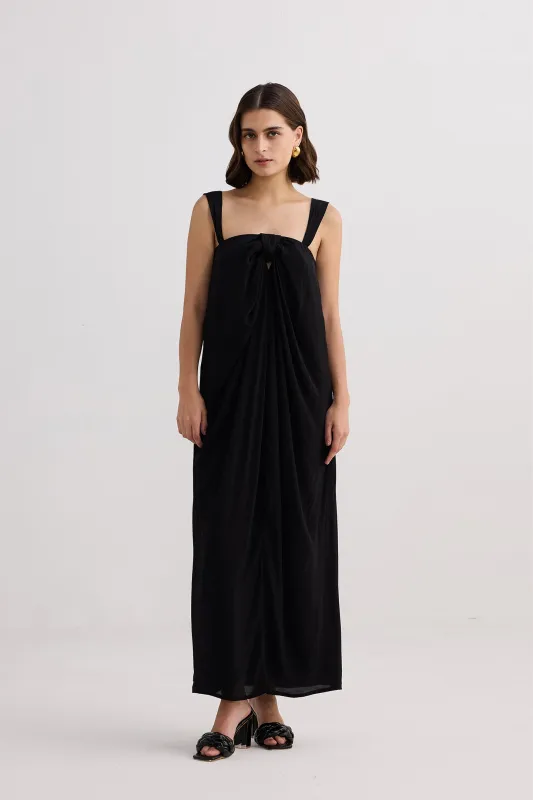 Twilight Twist Strappy Maxi Dress in Black sold by Reistor