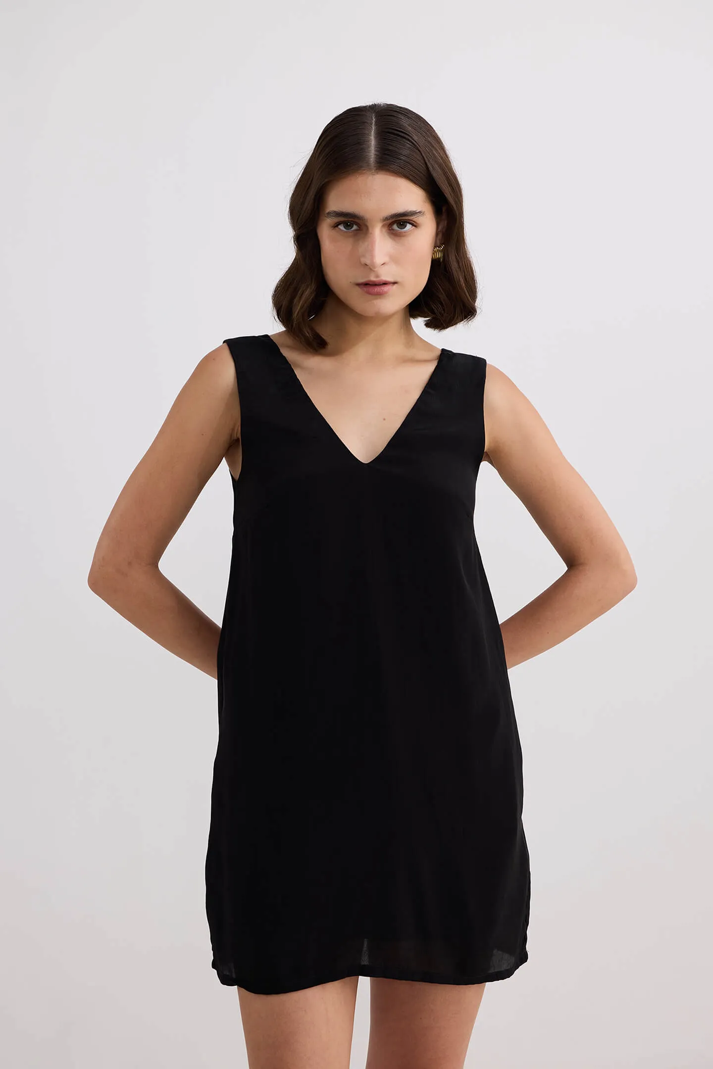 Midnight Muse V-neck Short Dress in Black sold by Reistor product image thumbnail 4