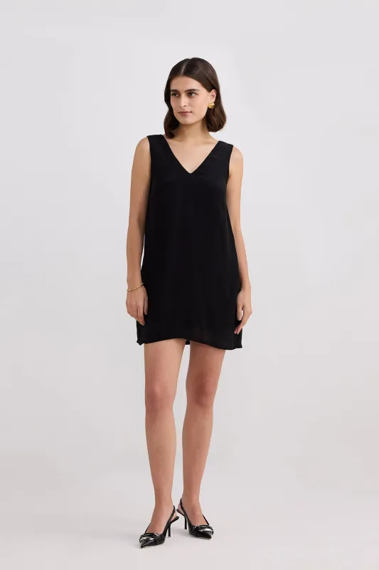 Midnight Muse V-neck Short Dress in Black sold by Reistor