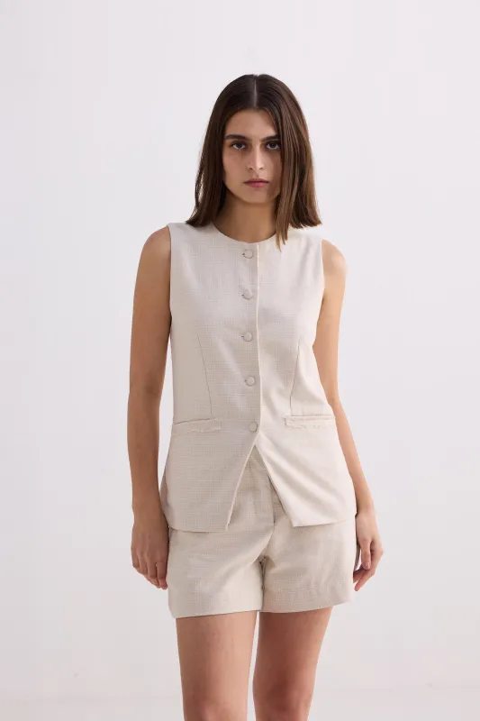 Cotton Tweed Shorts in Cream made by Reistor
