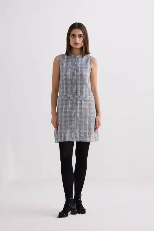 The Cotton Tweed Shift Dress in Grey sold by Reistor