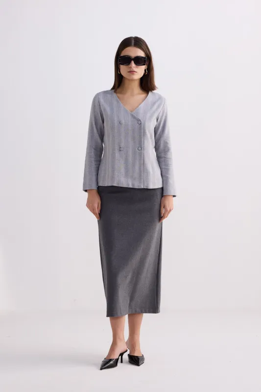 Fitted Cotton Tweed Jacket in Grey made by Reistor