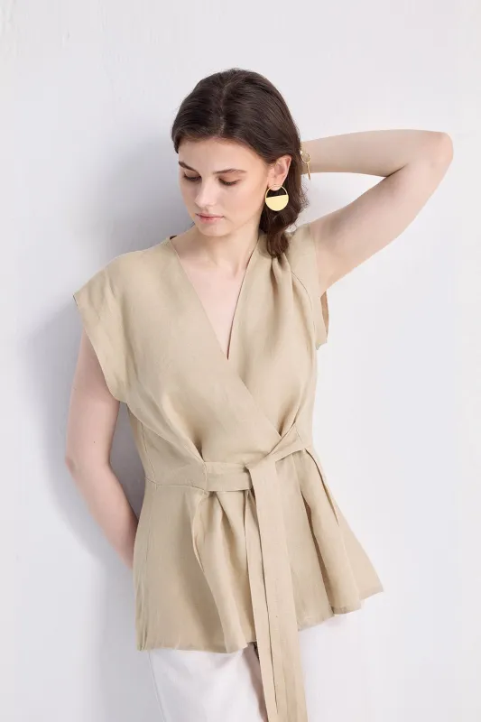 Power Moves Short Sleeve Top in Neutral Beige sold by Reistor