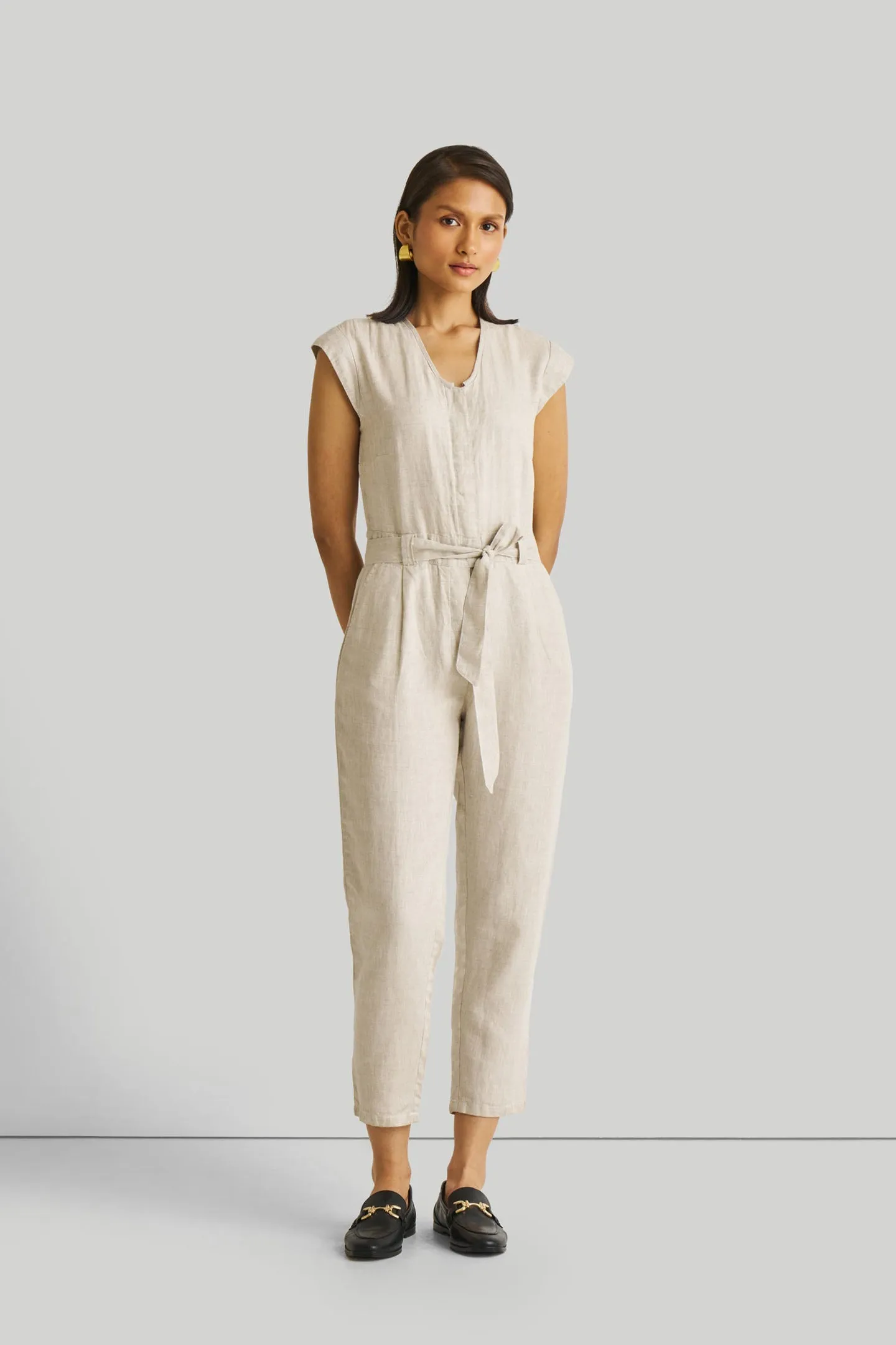 Evening Chai Jumpsuit in Light Beige sold by Reistor
