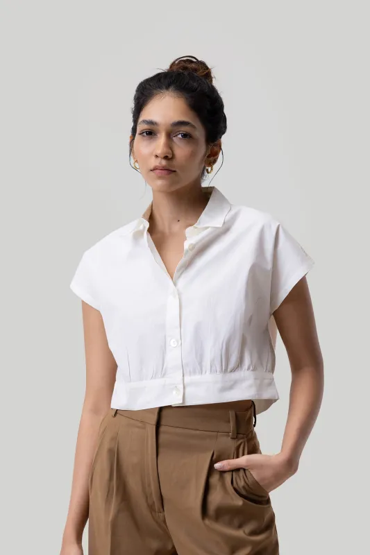 Oversized Crop Shirt in Off-white made by Reistor