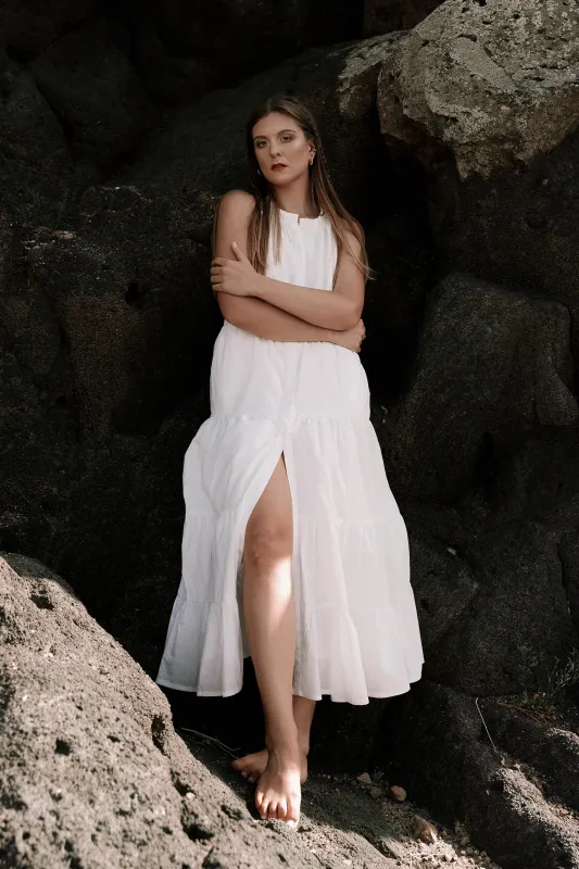 Sleeveless embroidered tiered maxi dress sold by Reistor