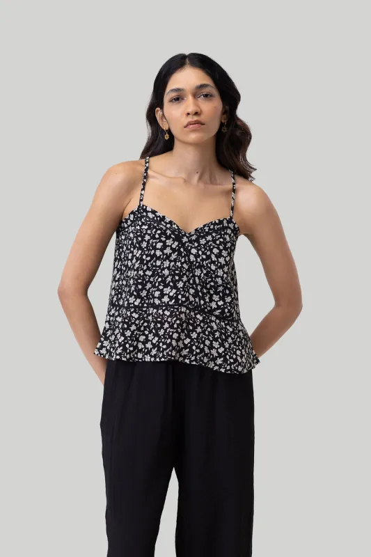 V-neck Lace Camisole in Black Florals sold by Reistor