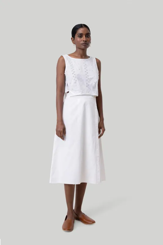 Overlap Midi Skirt in White sold by Reistor