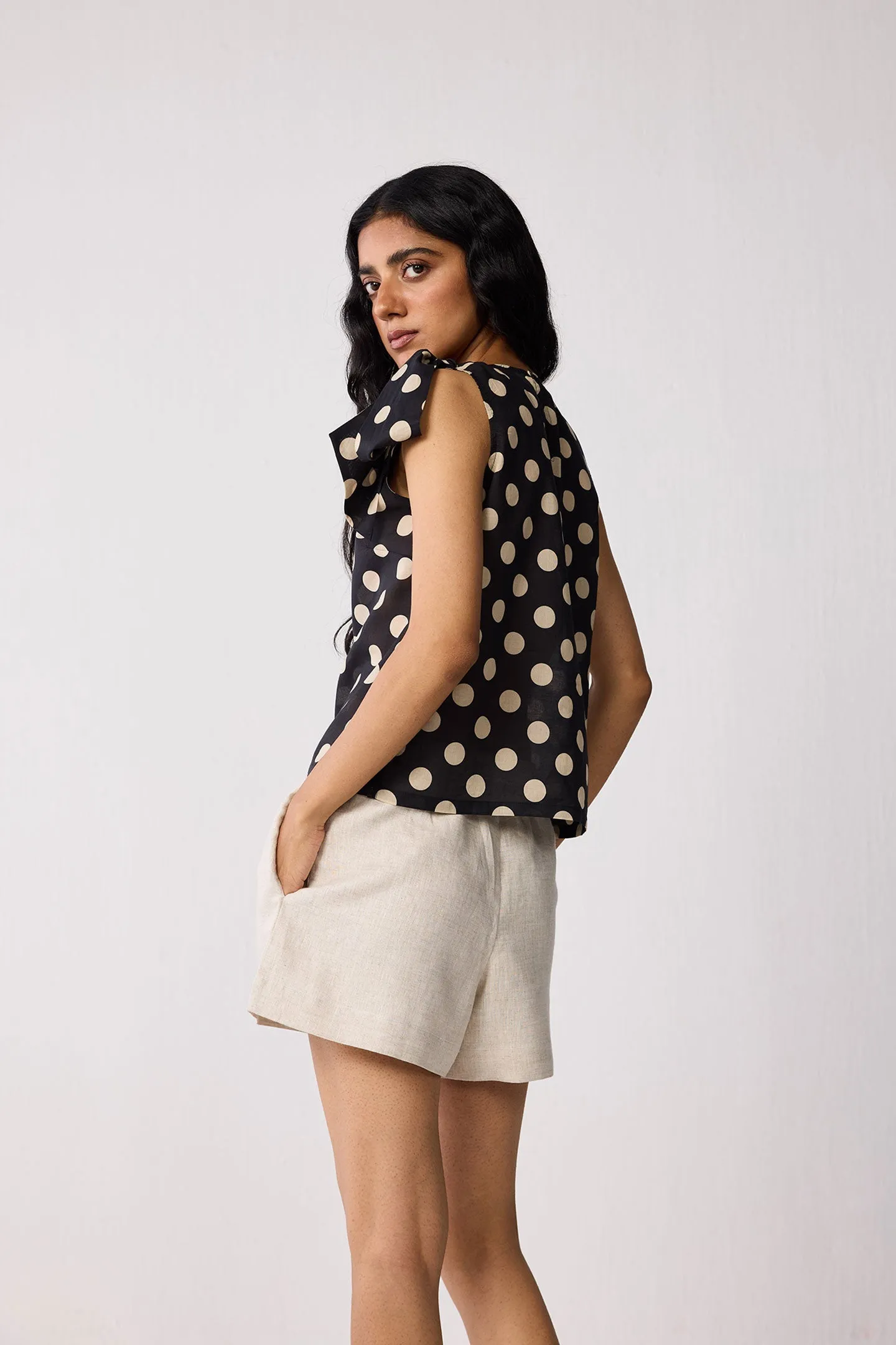 Regular V-Neck Polka Dot Top with Bow Detail sold by Reistor product image thumbnail 2