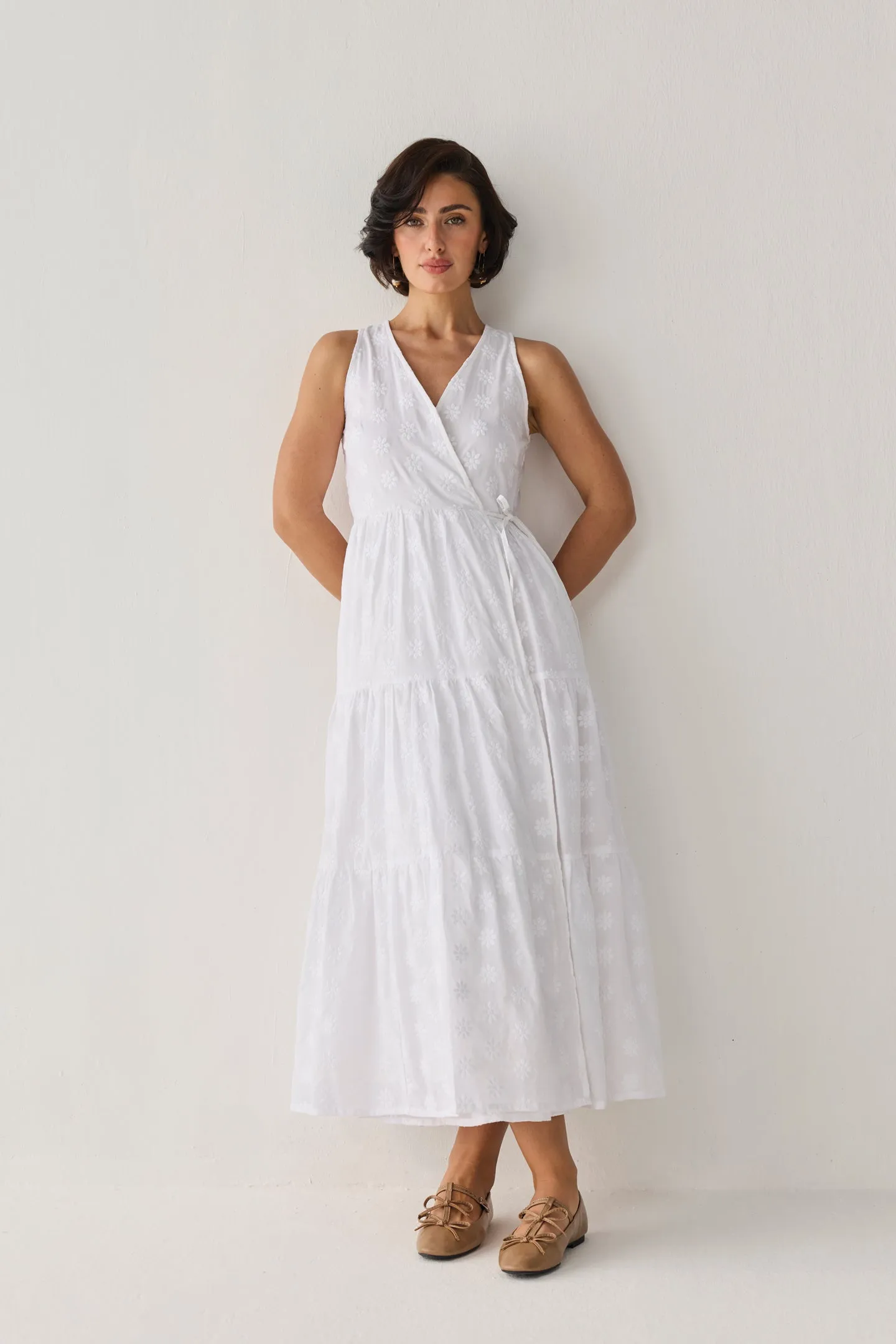 The Embroidered Tiered Wrap Maxi Dress sold by Reistor product image thumbnail 5