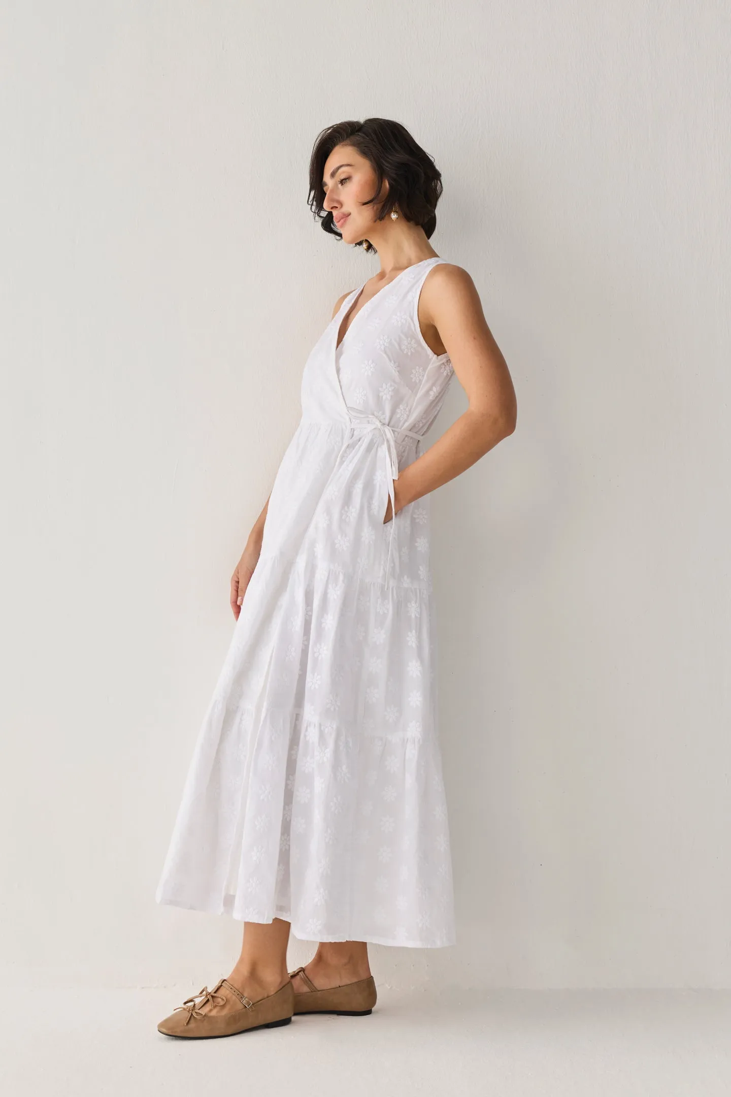 The Embroidered Tiered Wrap Maxi Dress sold by Reistor product image thumbnail 3
