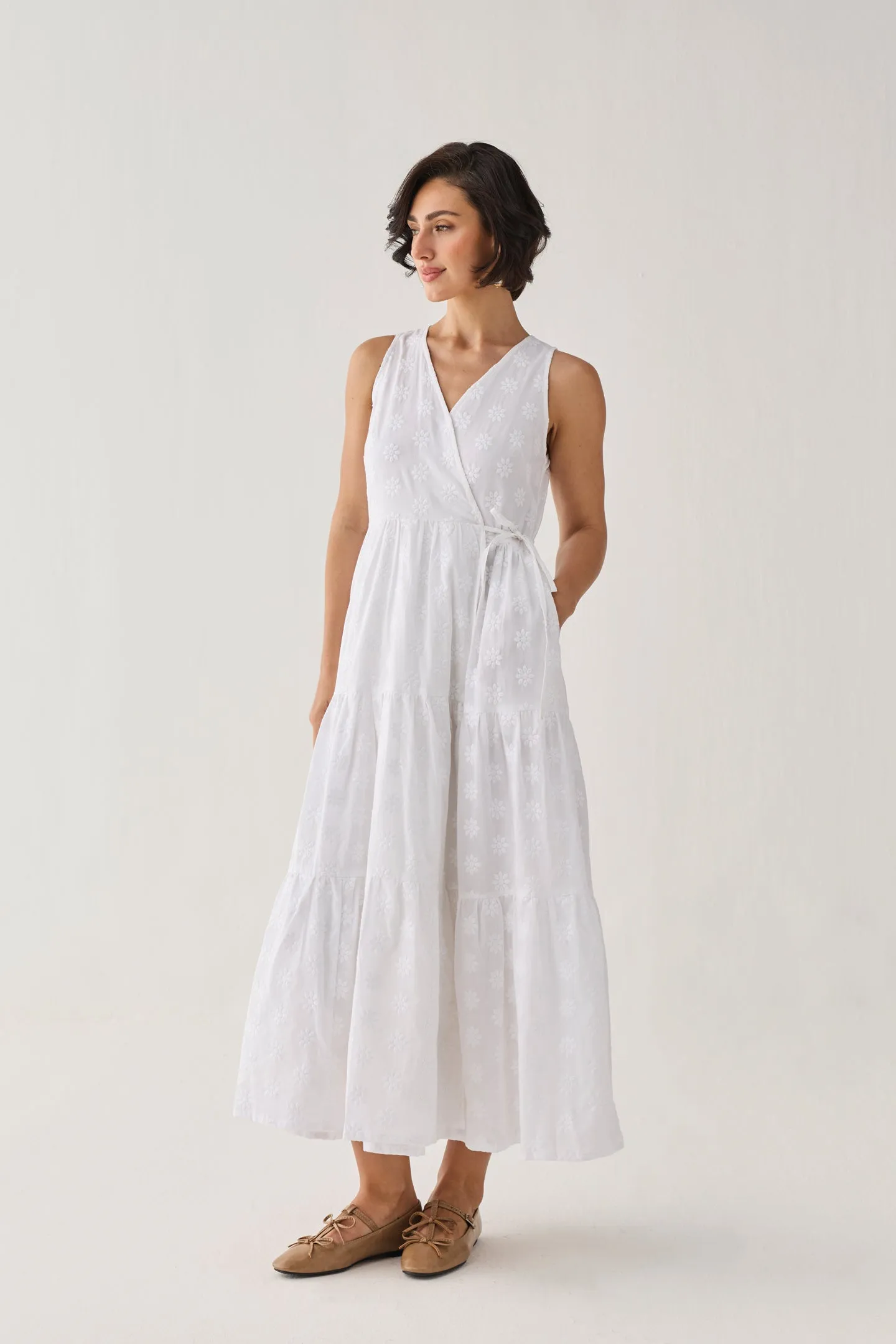 The Embroidered Tiered Wrap Maxi Dress sold by Reistor product image thumbnail 4