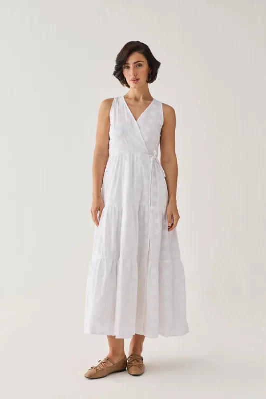 The Embroidered Tiered Wrap Maxi Dress made by Reistor