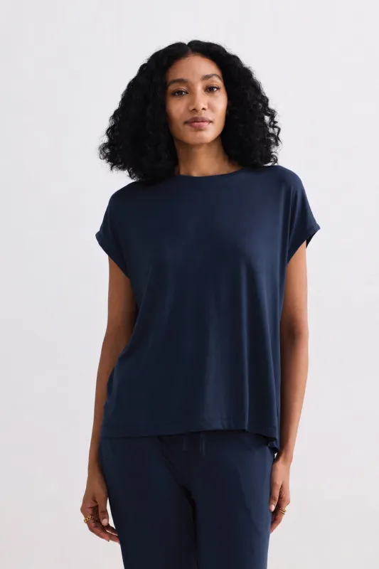 Relaxed Tee in Navy made by Reistor