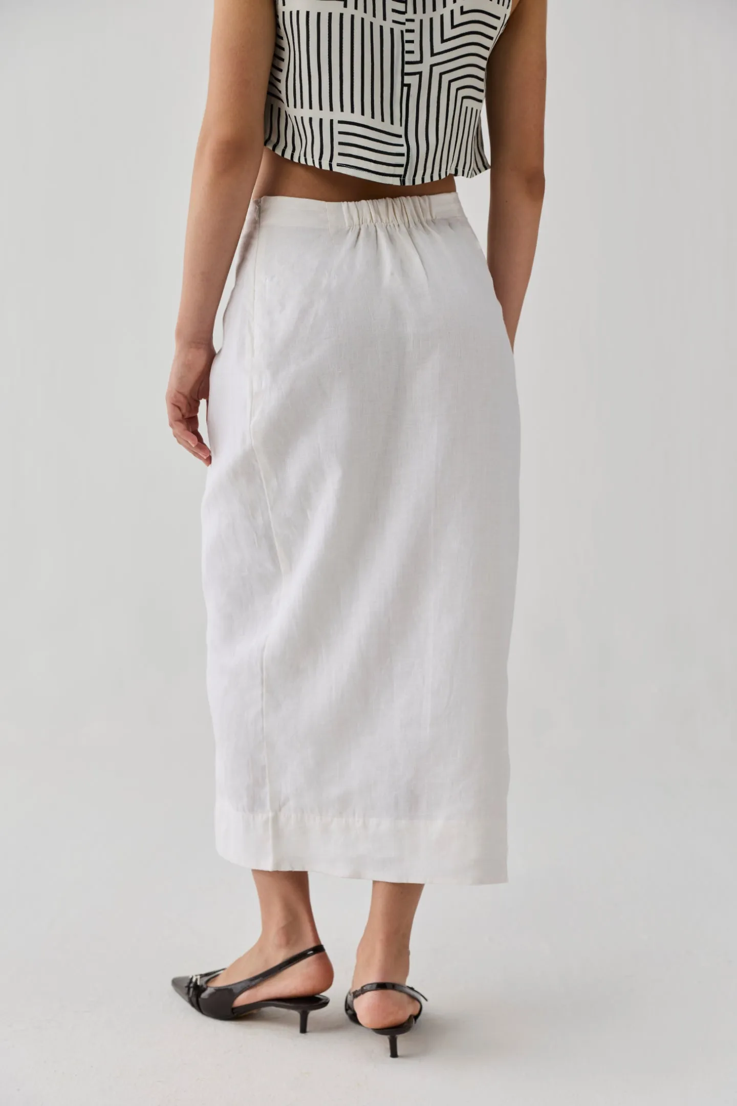 Fitted Overlap Midi Skirt in Off - White sold by Reistor product image thumbnail 2