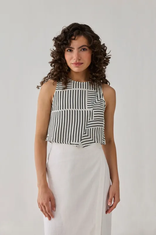 Boxy Crop Top in Black Stripes made by Reistor
