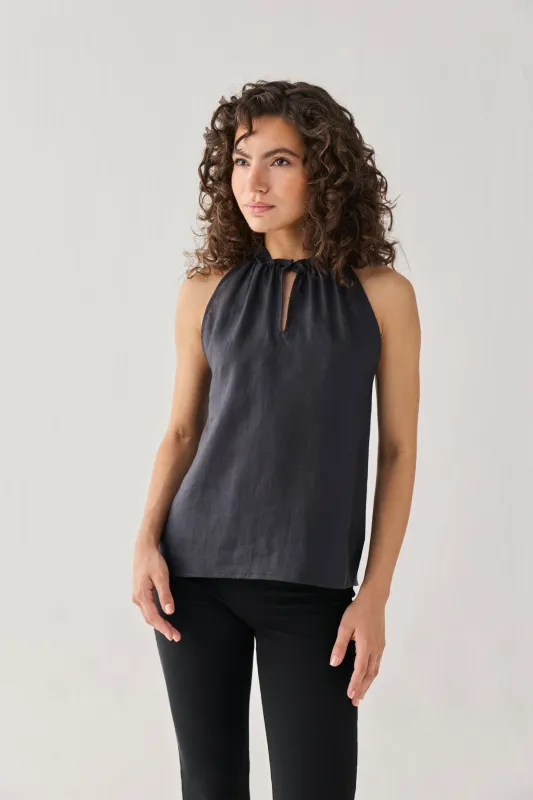 Halter Neck Top in Black made by Reistor