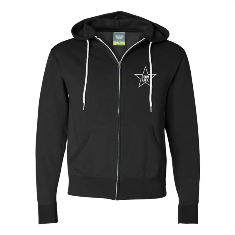 BOOMKACK STAR CONTRAST ZIP HOODIE - BLACK sold by Merchlabs