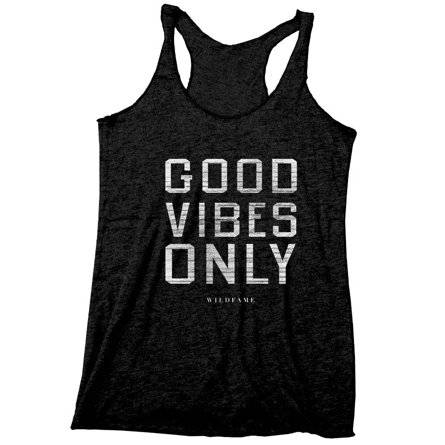 Wild Fame - Good Vibes Only Racerback Tank (Ladies) - Black sold by Merchlabs
