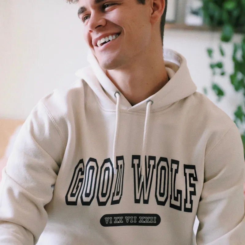 Good Wolf Varsity Hoodie made by Merchlabs