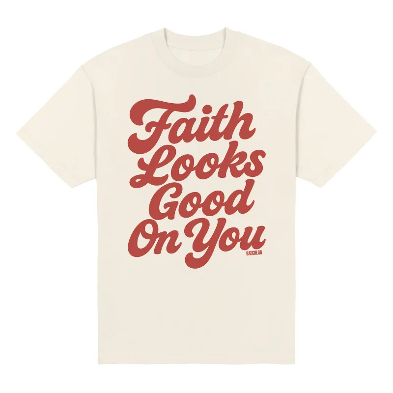 Faith Looks Good on You Heavyweight Tee made by Merchlabs
