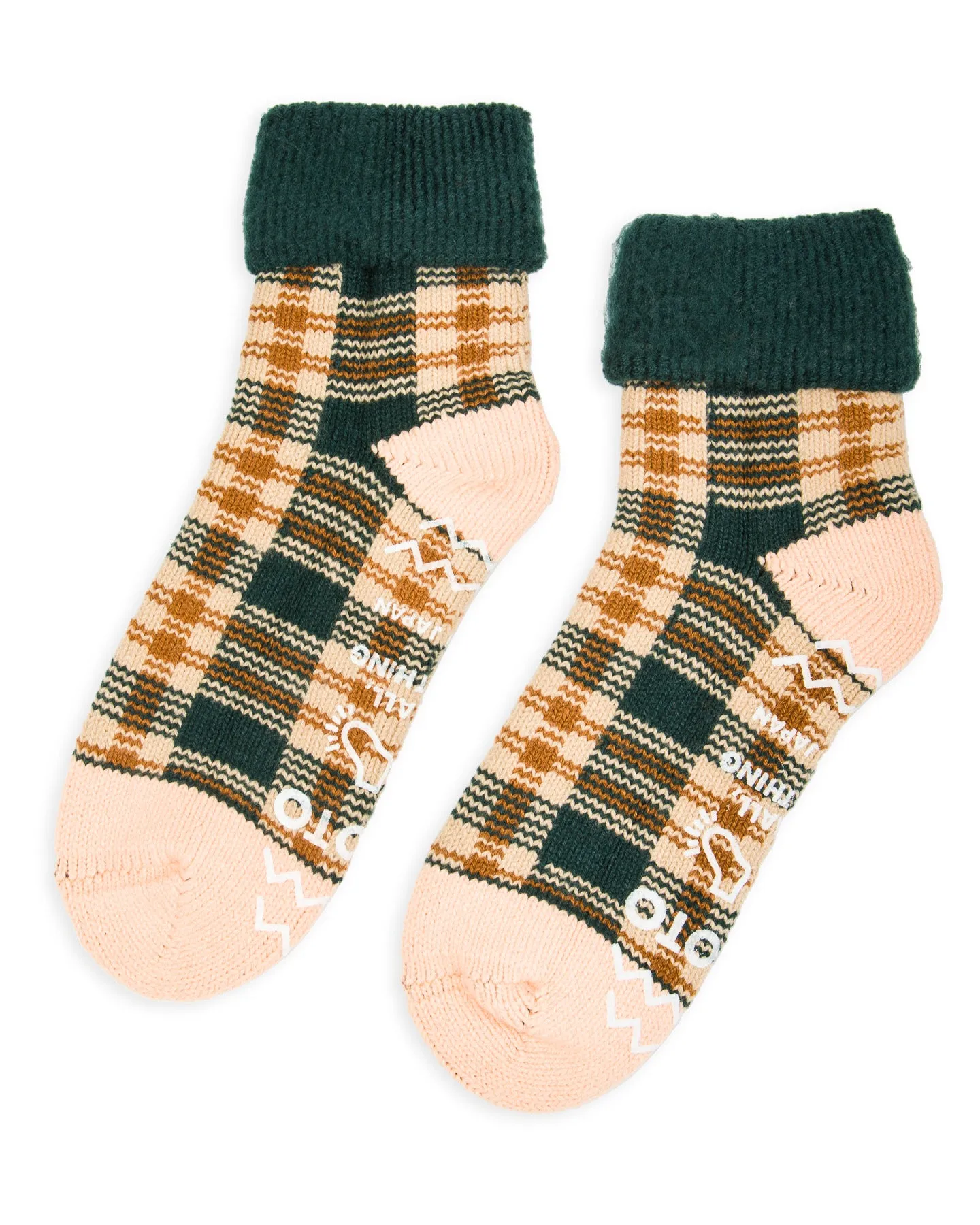 Comfy Room Socks "Check" - Forest Green/Beige sold by Standard and Strange