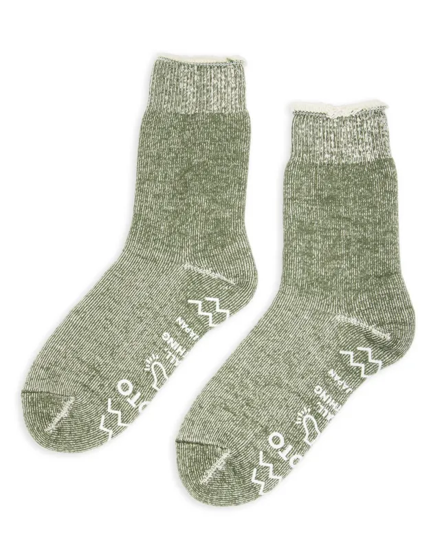 Shaggy Pile Room Socks - Moss Green sold by Standard and Strange