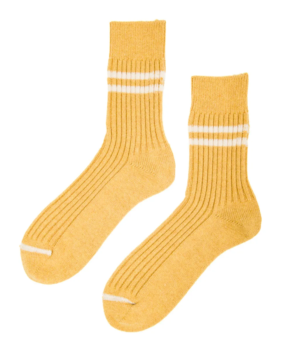 Merino Lambswool Stripe Sock - Yellow sold by Standard and Strange
