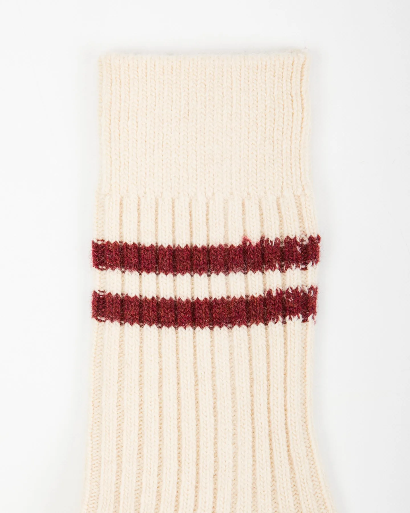 Merino Lambswool Stripe Sock - Off White/Maroon sold by Standard and Strange product image thumbnail 4
