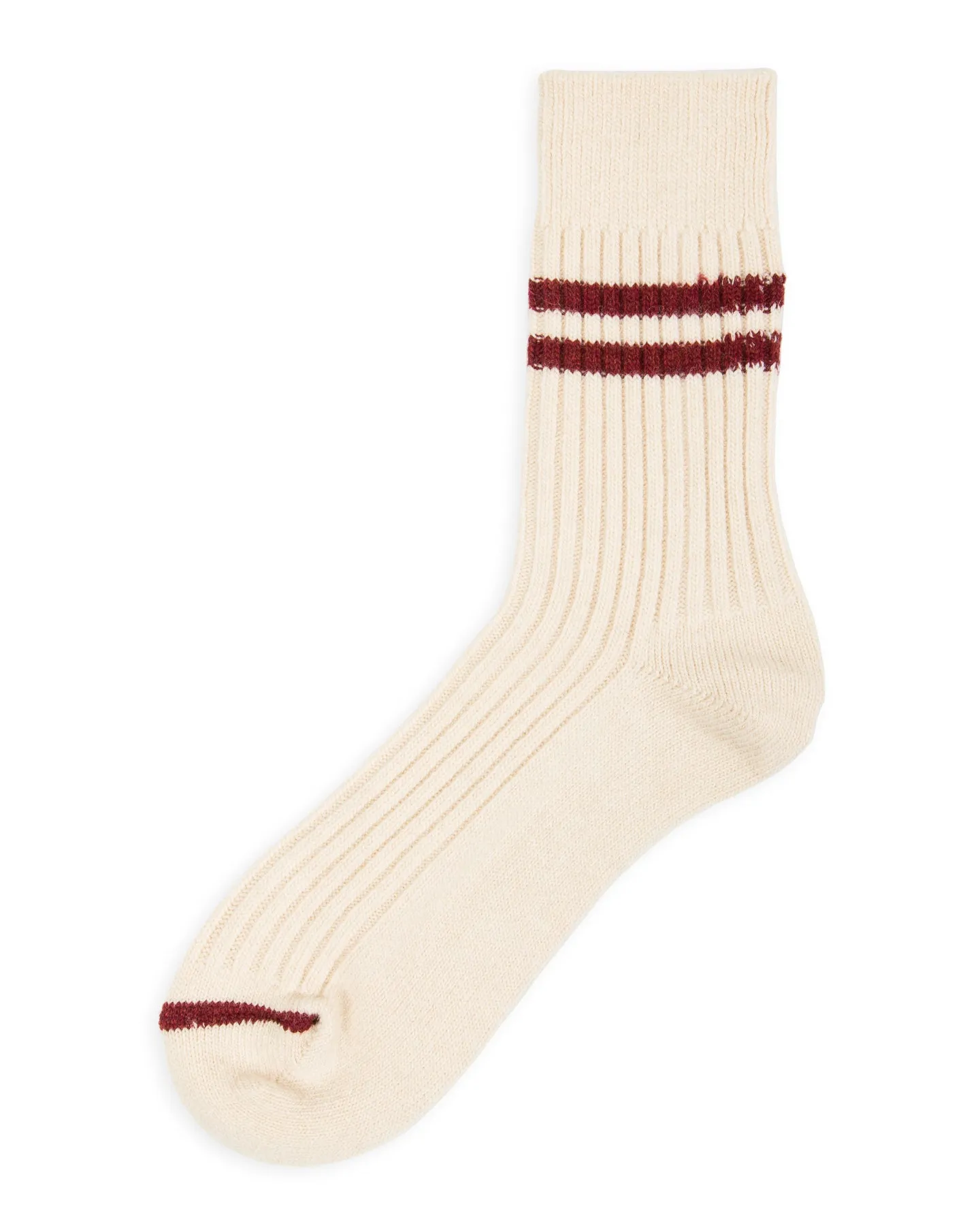 Merino Lambswool Stripe Sock - Off White/Maroon sold by Standard and Strange product image thumbnail 3