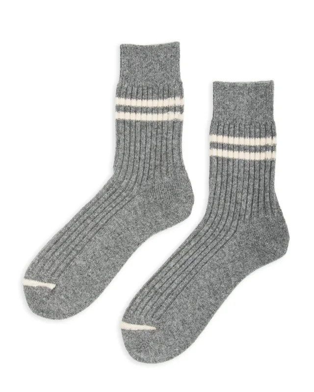 Merino Lambswool Stripe Sock - Gray sold by Standard and Strange